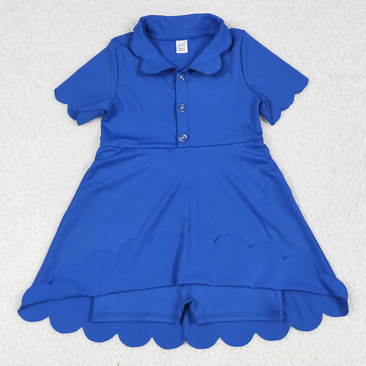 Baby Girls Dress Blue Short Sleeves Button Yoga Knee Length Dresses GSD2475 6.6