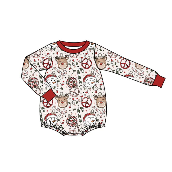 Preorder(moq 5)Baby Kids Long Sleeves Santa Candy Cane Plaid Rompers 7.18