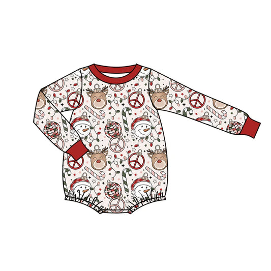 Preorder(moq 5)Baby Kids Long Sleeves Santa Candy Cane Plaid Rompers 7.18