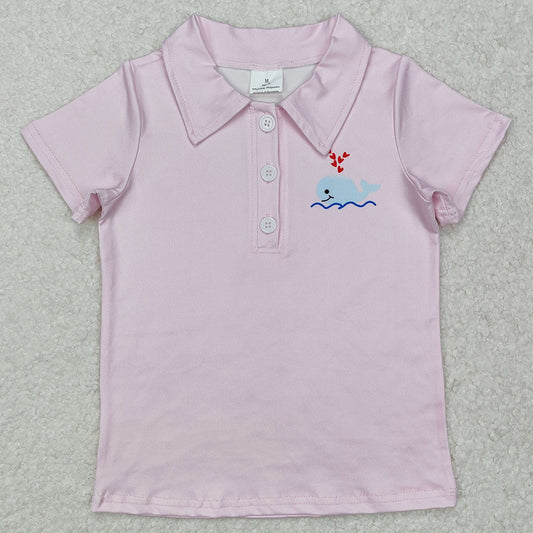 Baby Boys Clothes Tops Whale Heart Short Sleeve Pullovers Tops BT1105