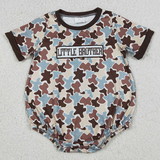 Baby Boys Rompers Embroidery Little Brother Short Sleeve Southern Camo Rompers SR3986