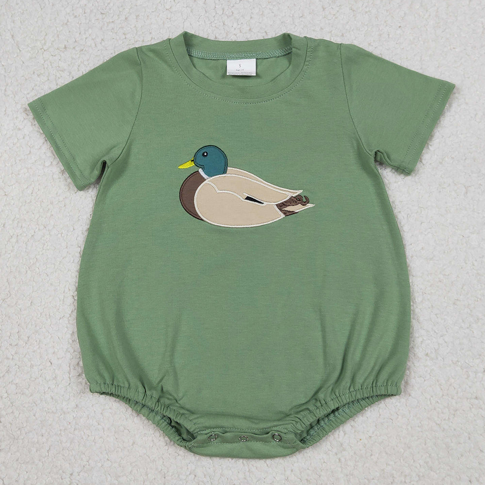 Baby Boys Rompers Embroidery Ducks Green Short Sleeve Hunting Rompers SR3444