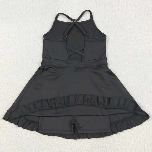 Baby Girls Yoga Dress Black Knee Length Active Wear Athletic Dresses S0552 6.6