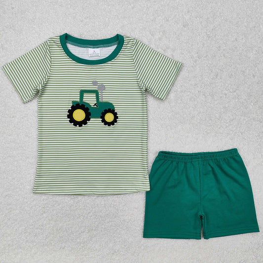 Baby Boys Clothes Green Truck Farm Shirts Shorts Clothes Sets BSSO1184
