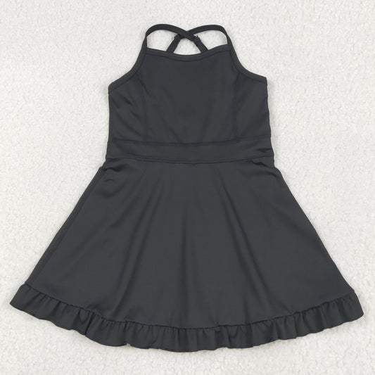 Baby Girls Yoga Dress Black Knee Length Active Wear Athletic Dresses S0552 6.6