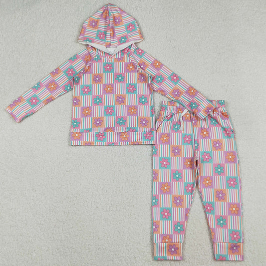 Baby Girls Clothes Flowers Checked Hoodies Pockets Legging Pants Clothes Sets GLP2853 10.3