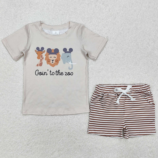 Baby Boys Clothes Go To The Zoo Animal Tee Shirt Shorts Clothes Sets BSSO1109