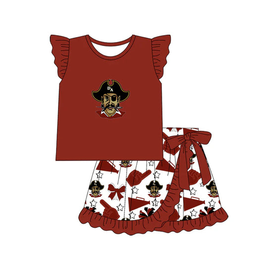 Preorder (moq 5)Baby Girls RAIDERS team Tunic Top Ruffle Skirt Sets 6.30