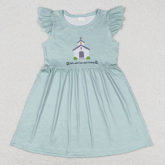 Baby Girls Dress Church Flutter Sleeve Knee Length Dresses GSD1156