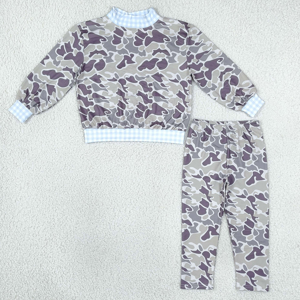 Baby Boys Clothes Grey Camo Choker Shirt Top Leggings Pant Clothes Set BLP1567
