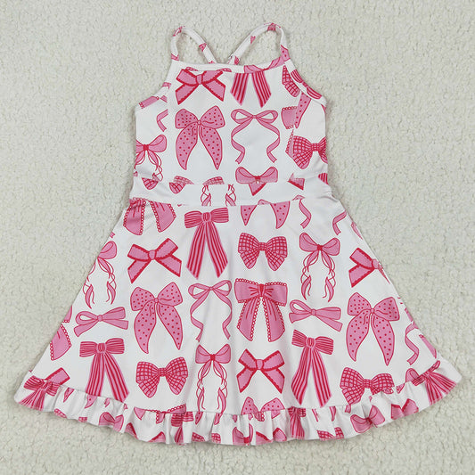 Baby Girls Dress Strap Hot Pink Bows Plaid Activity Wear Yoga Knee Length Dresses GSD2564 6.9