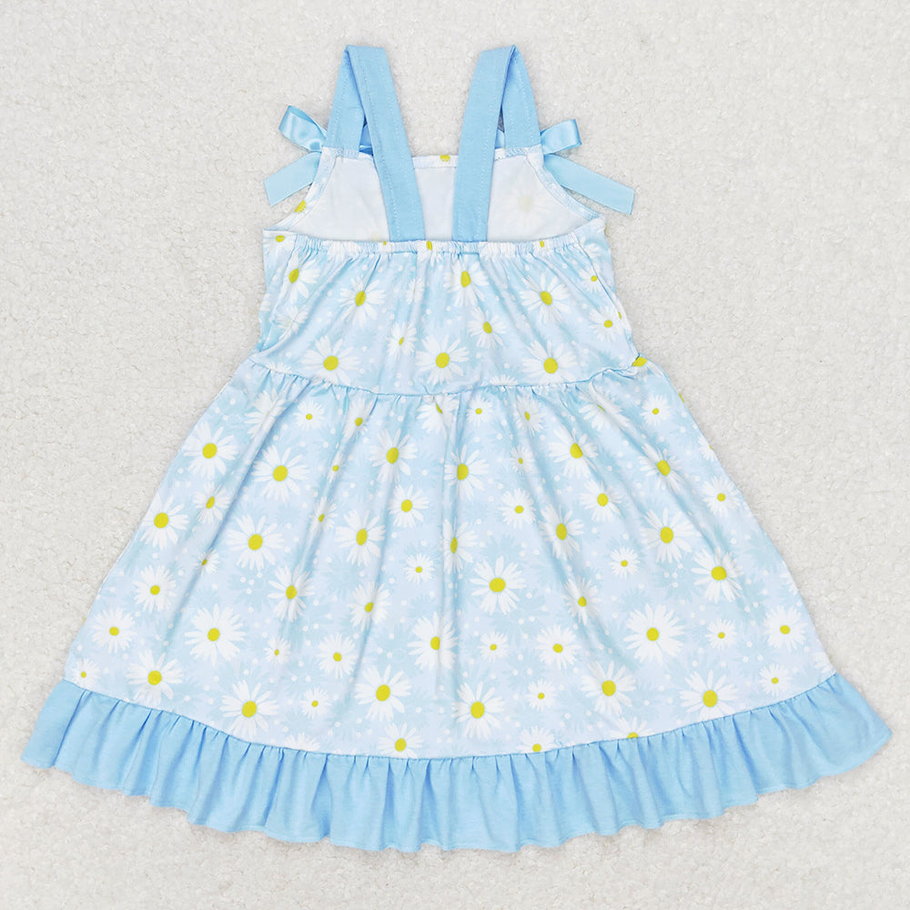 Baby Girls Dress Daisy Flowers Bows Knee Length Dresses GSD1066
