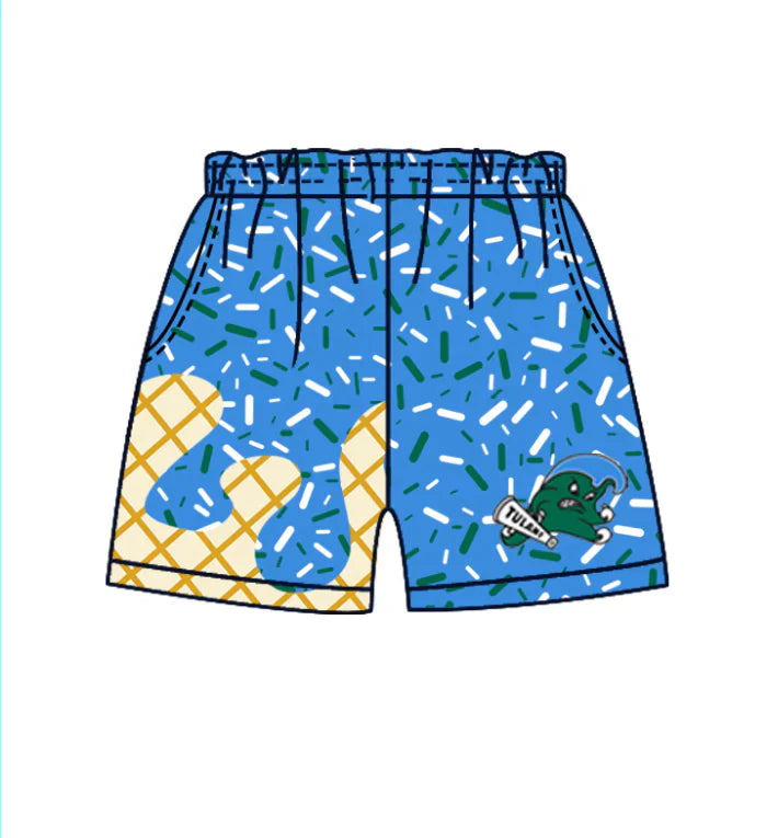 MOQ 5 green blue ice cream sprinkle kids boys team shorts 8.19