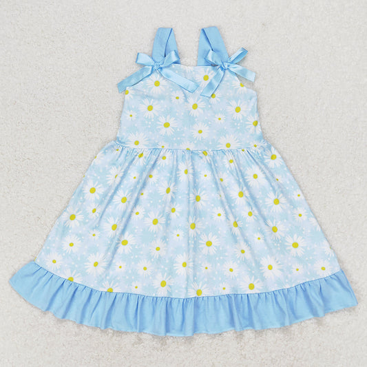 Baby Girls Dress Daisy Flowers Bows Knee Length Dresses GSD1066
