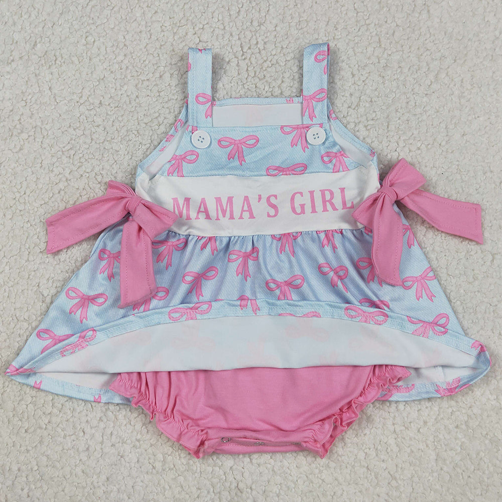 Baby Girls Rompers Pink Strap Mama's Girls Bows Tunic Bummies Ruffle Rompers SR3426