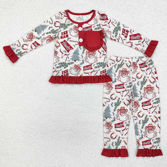 Baby Girls Pajamas Christmas Western Santa Cactus Bamboo Pajamas Sets GLP1414