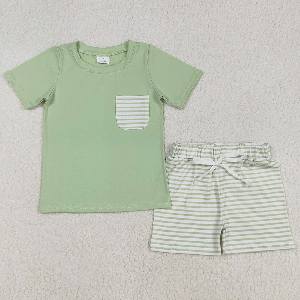 Baby Boys Clothes Spring Green Shirts Stripes Shorts Sets BSSO1103