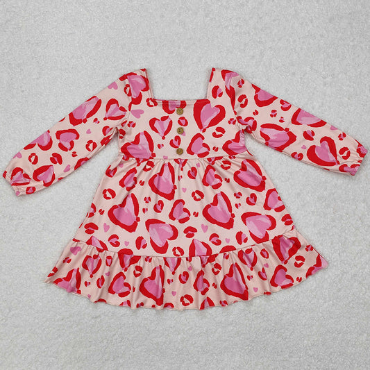 Baby Girls Dress Valentines Hearts Red Knee Length Dresses GLD0873