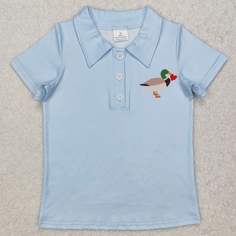 Baby Boys T-shirts Duck Heart Short Sleeve Pullovers Tops BT1106