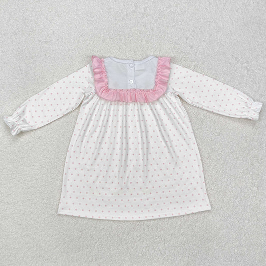Baby Girls Dress Pink Dots Cross Easter Knee Length Dresses GLD0981
