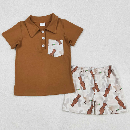 Baby Boys Clothes Brown Shirts Duck Call Camouflage Shorts Clothes Sets BSSO1206 3.7