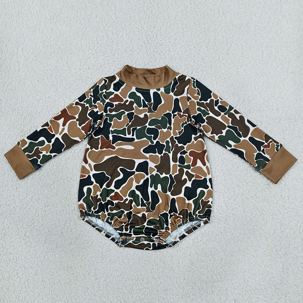 Baby Boys Rompers Long Sleeve Dark Brown Camo Choker Rompers LR3261