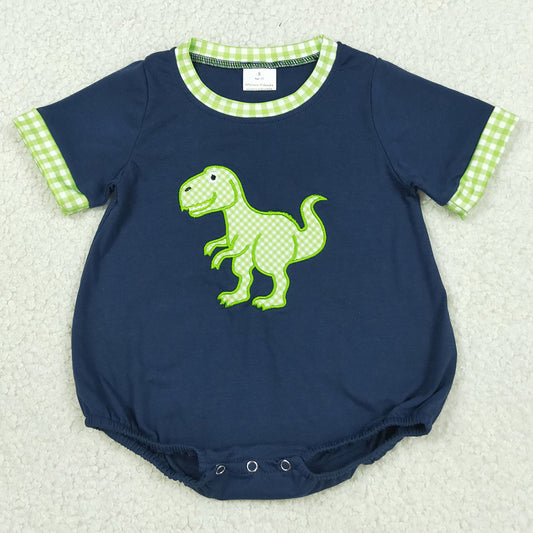 Baby Boys Rompers Embroidery Dinosaurs Navy Short Sleeve Rompers SR4113