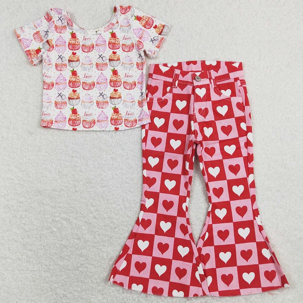 Valentine's Day Baby Girls Clothes Denim Pants Sets GSPO1362