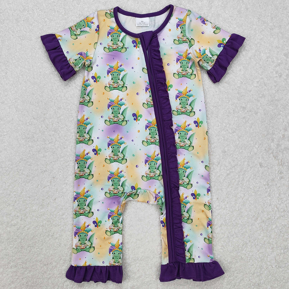 Baby Infant Girls Rompers Mardi Gras Crocodile Zip Rompers SR2068
