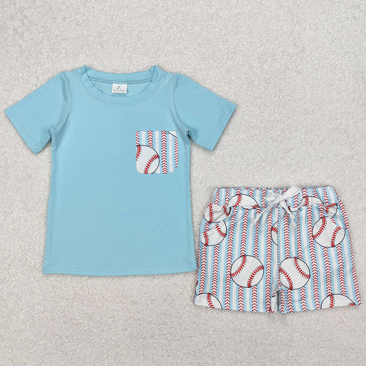 Baby Boys Clothes Aqua Pocket Top Baseball Stripes Shorts Sets BSSO1317 3.13