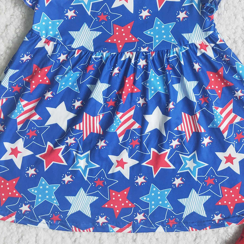 Boutique Baby Girls Clothes Star Printed July 4th Summer Kids Girls Outfits A15-21 6.6