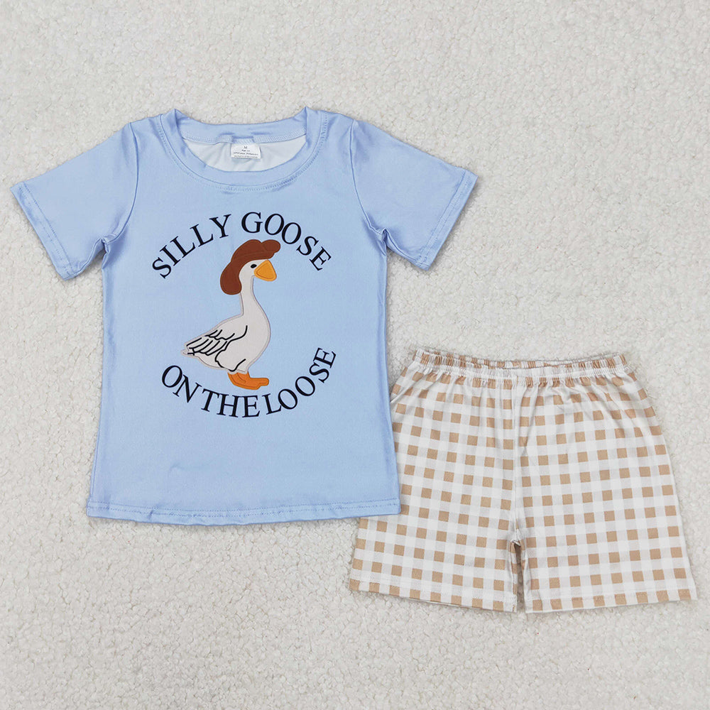 Baby Boys Clothes Short Sleeve Top Checkered Shorts Sets BSSO1305