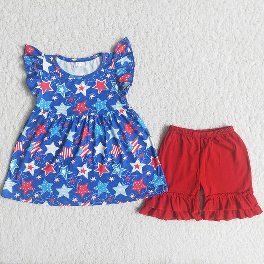 Boutique Baby Girls Clothes Star Printed July 4th Summer Kids Girls Outfits A15-21 6.6