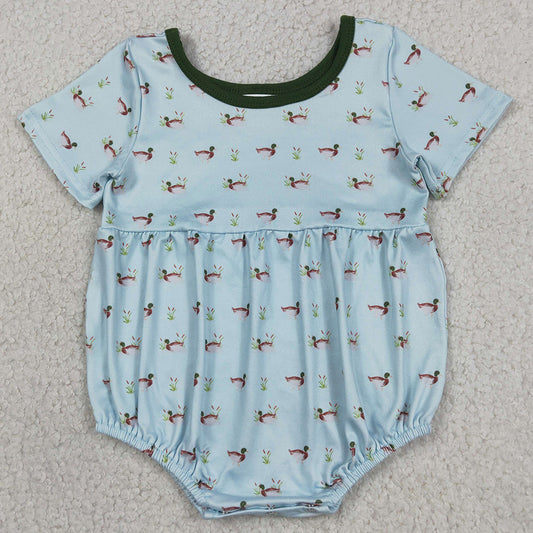 Baby Boys Rompers Short Sleeve Ducks Plaid Hunting Rompers SR3999