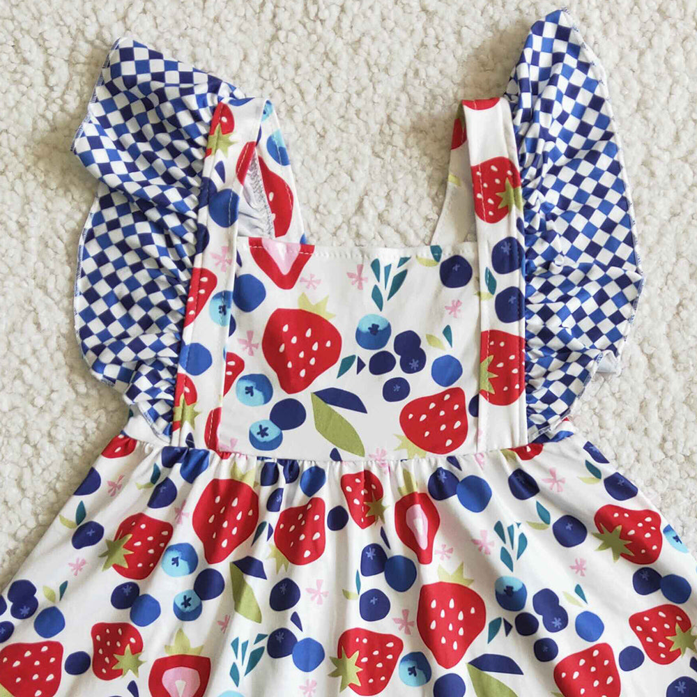 Boutique Baby Girl Clothes Flutter Sleeve Kids Clothing Strawberry Cute Girl Clothes C3-27 6.6