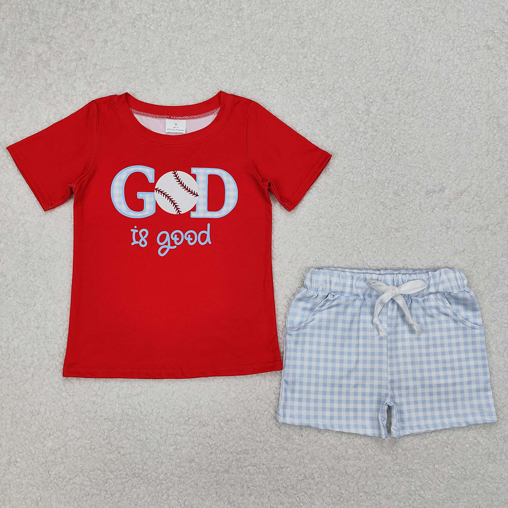 Baby Boys Clothes God is Good Baseball Shirt Shorts Sets BSSO1248