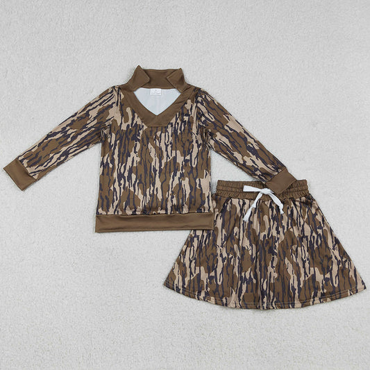 Baby Girls Clothes Olive Camo Long Sleeve Top Skirts Shorts Hunting Clothes Sets GLD1478 12.27