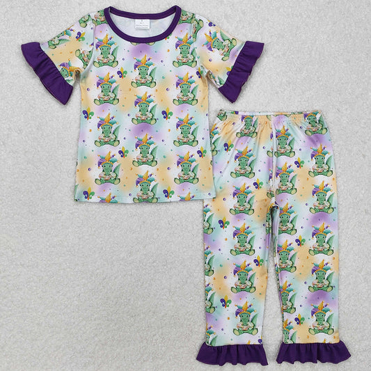 Baby Girls Pajamas Mardi Gras Crocodile Shirt Pants Pajamas Sets GSPO1766