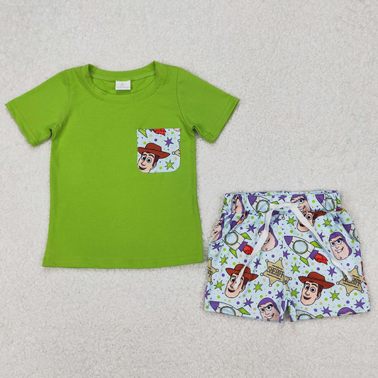 Baby Boys Clothes Green Cartoon Shirt Tops Shorts Sets BSSO1370 3.19