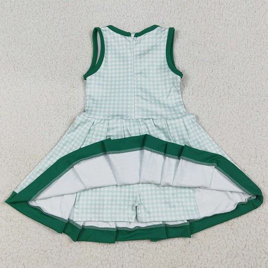 Baby Girls Dress Green Plaid Sleeveless Ruffle Short Yoga Knee Length Dresses GSD2632 7.7
