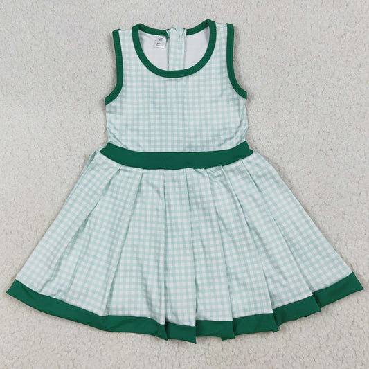 Baby Girls Dress Green Plaid Sleeveless Ruffle Short Yoga Knee Length Dresses GSD2632 7.7
