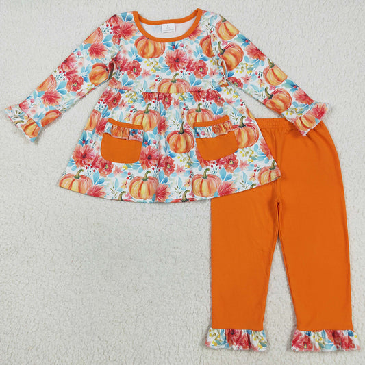 Baby Girls Clothes Fall Pumpkins Pockets Tunic Legging Pants Sets GLP2399 8.11