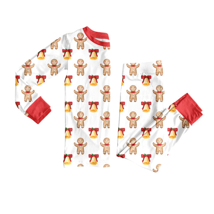 Preorder(moq 5) Baby Boys Gingerbread Bells Top Pants Lounge Wear Pajamas Sets 8.13
