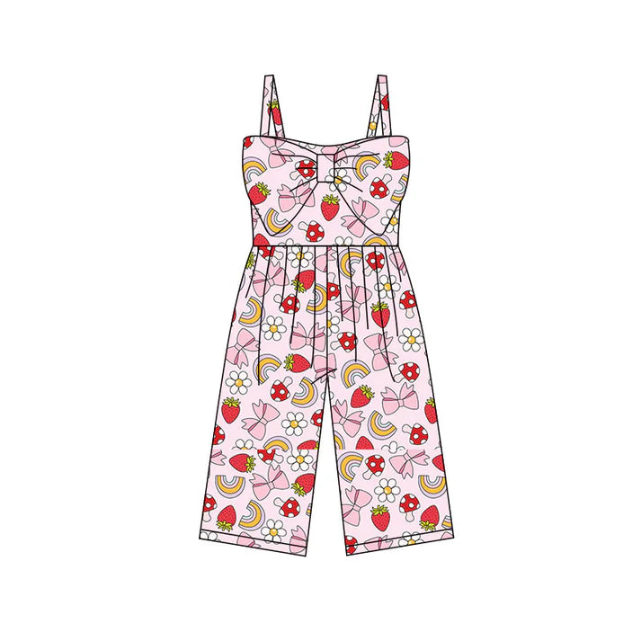 Preorder (moq 5)Baby Girls Strap Strawberry Rainbows Flowers Pants Jumpsuits 11.28