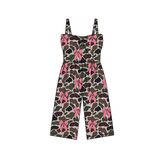 Preorder (moq 5)Baby Girls Southern Dark Green Camo Bows Easter Pants Jumpsuits 11.28