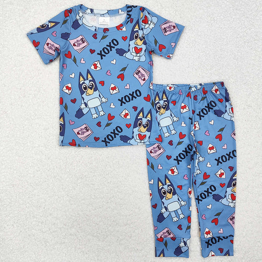 Baby Boys Pajamas Valentines Hearts Dogs Top Pants Pajamas Clothes Sets BSPO0489