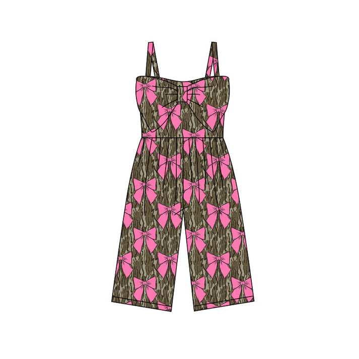 Preorder (moq 5)Baby Girls Southern Olive Camo Bows Easter Pants Jumpsuits 11.28