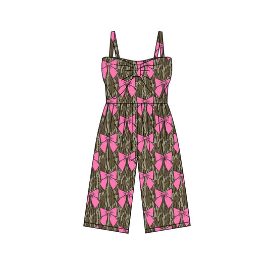 Preorder (moq 5)Baby Girls Southern Olive Camo Bows Easter Pants Jumpsuits 11.28