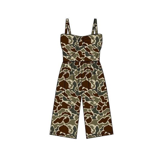 Preorder (moq 5)Baby Girls Southern Dark Khaki Camo Pants Jumpsuits 11.28