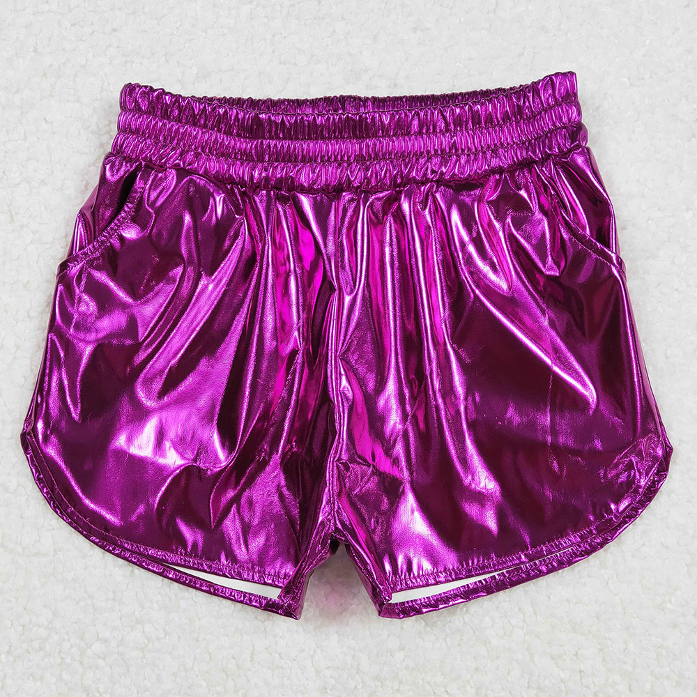 Baby Girls Shorts Purple Pocket Leather Elastic Bottom Shorts SS0412 3.1